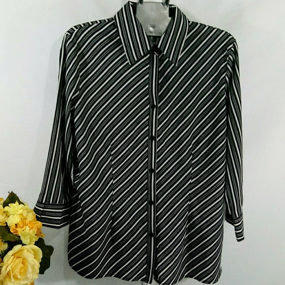 Worthington Stretch Black&White Blouse - Picture 2 of 4